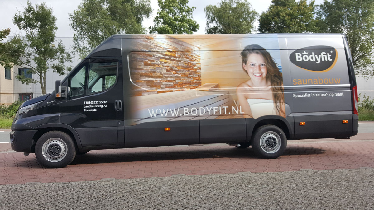 Autoreclame Bodyfit Saunabouw Zeewolde